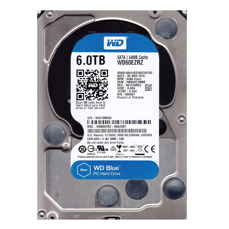 Western Digital - 6TB 5.4K SATA 6.0Gbps 3.5" 64MB Cache Hard Drive - WD60EZRZ-00GZ5B1