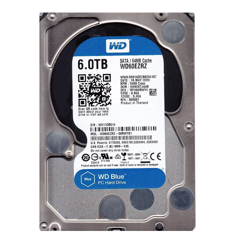 Western Digital - 6TB 5.4K SATA 6.0Gbps 3.5" 64MB Cache Hard Drive - WD60EZRZ-00RWYB1