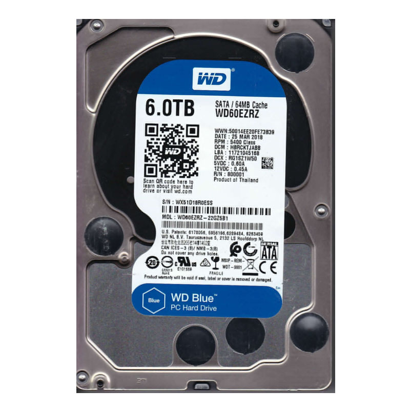 Western Digital - 6TB 5.4K SATA 3.5" 64MB Cache Hard Drive - WD60EZRZ-22GZ5B1