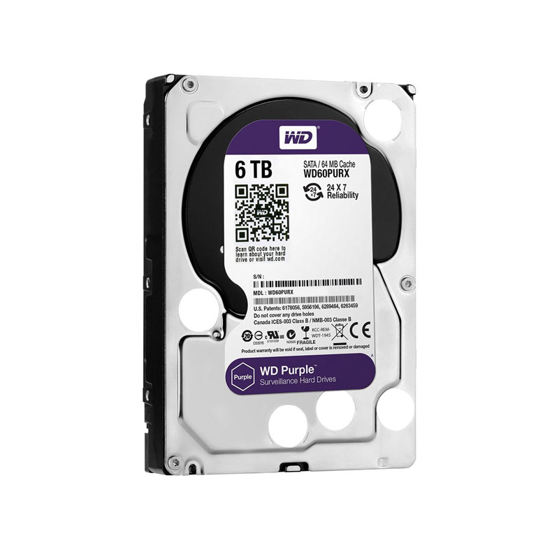 Western Digital - 6TB 5.4K SATA 3.5" 64MB Cache Hard Drive - WD60PURX-64T0ZY0