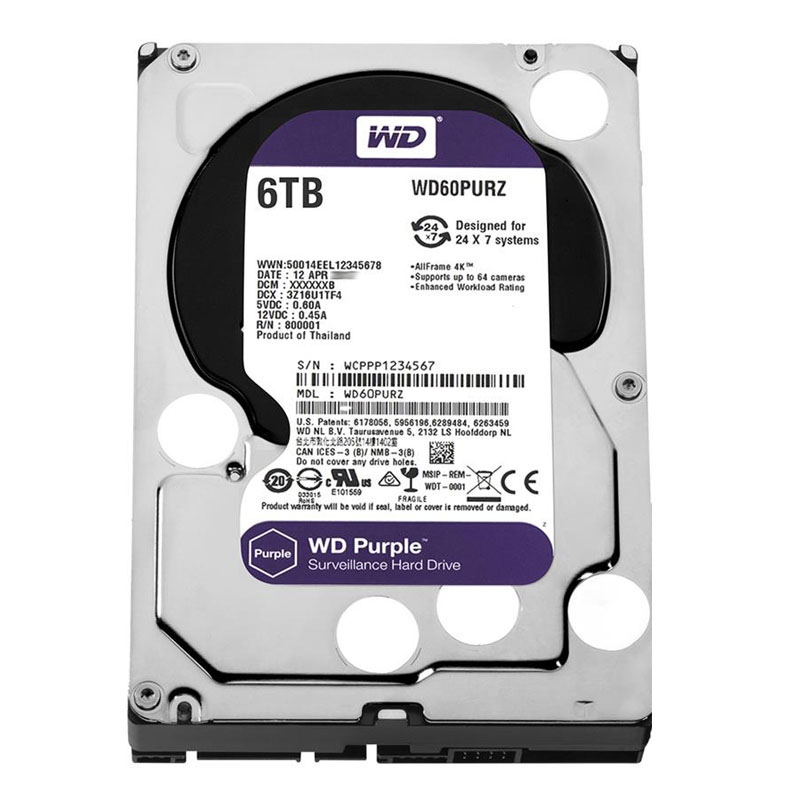 Western Digital - 6TB 5.4K SATA 6.0Gbps 3.5" 64MB Cache Hard Drive - WD60PURZ