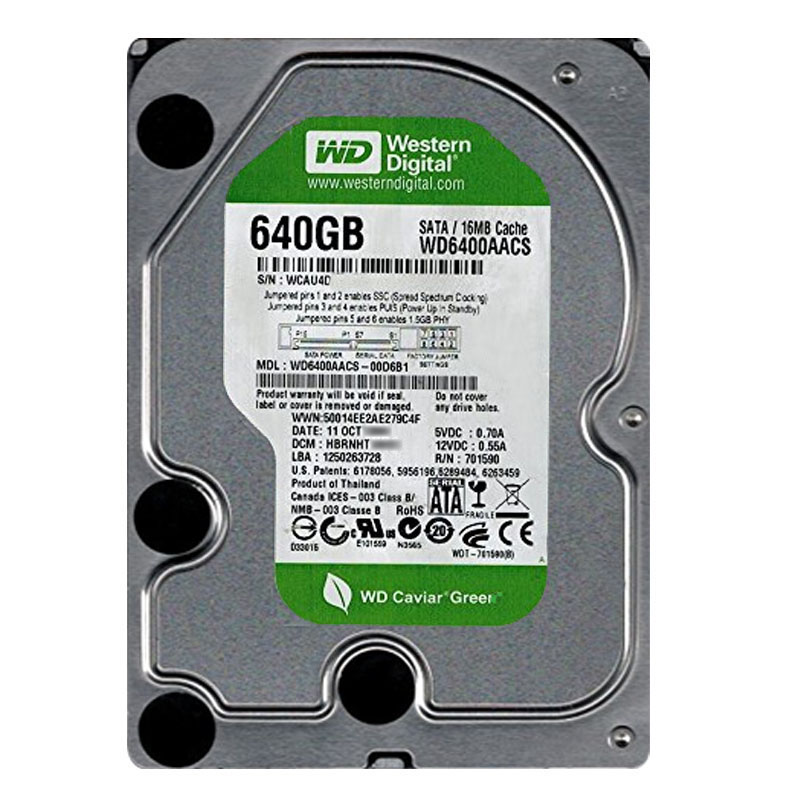 Western Digital - 640GB IntelliPower SATA 3.0Gbps 3.5" 16MB Cache Hard Drive - WD6400AACS-00D6B1