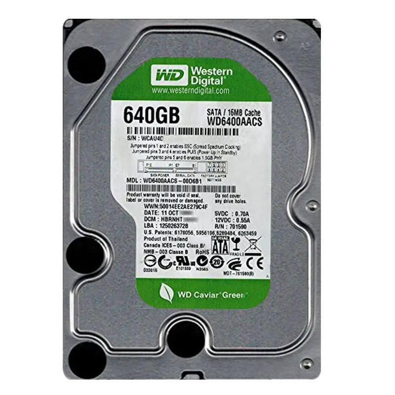 WD6400AACS-00D6B1.jpg Western Digital - 640GB IntelliPower SATA 3.0Gbps 3.5" 16MB Cache Hard Drive - WD6400AACS-00D6B1 - Image 1
