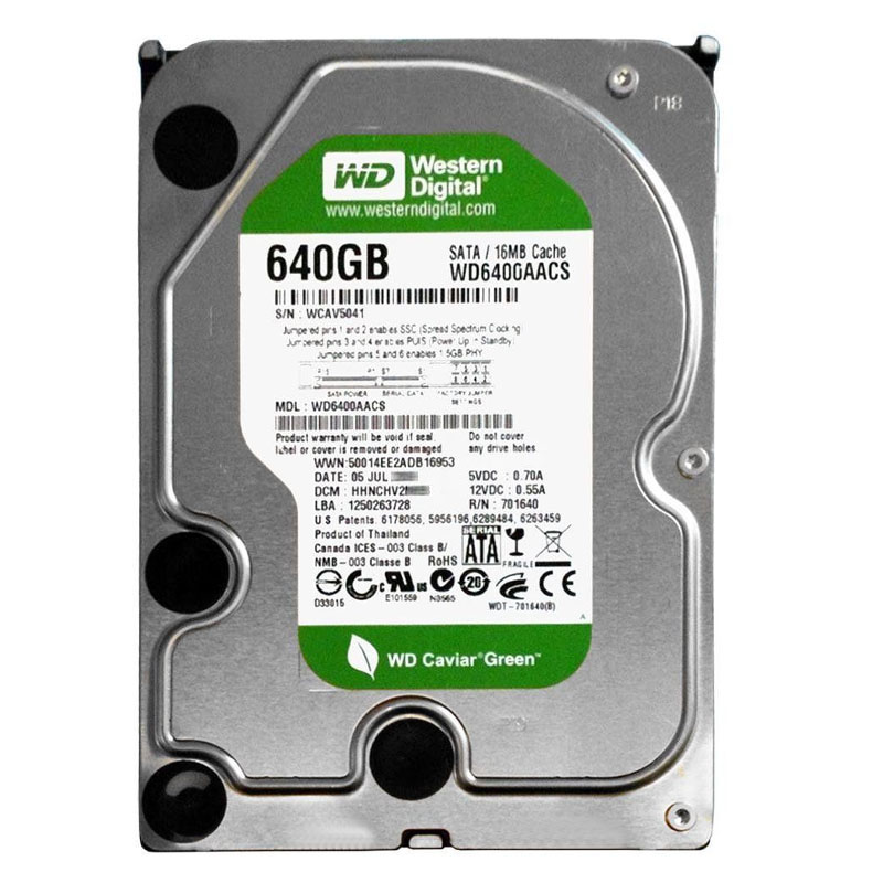 Western Digital - 640GB IntelliPower SATA 3.0Gbps 3.5" 16MB Hard Drive - WD6400AACS
