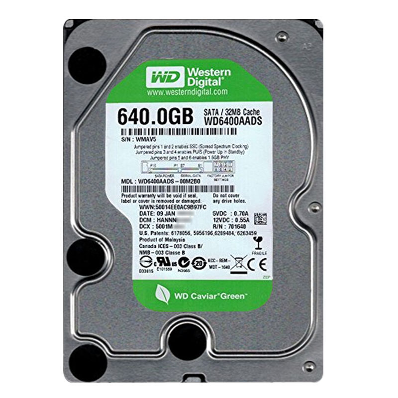 Western Digital - 640GB 7.2K SATA 3.0Gbps 3.5" 32MB Cache Hard Drive - WD6400AADS-00M2B0