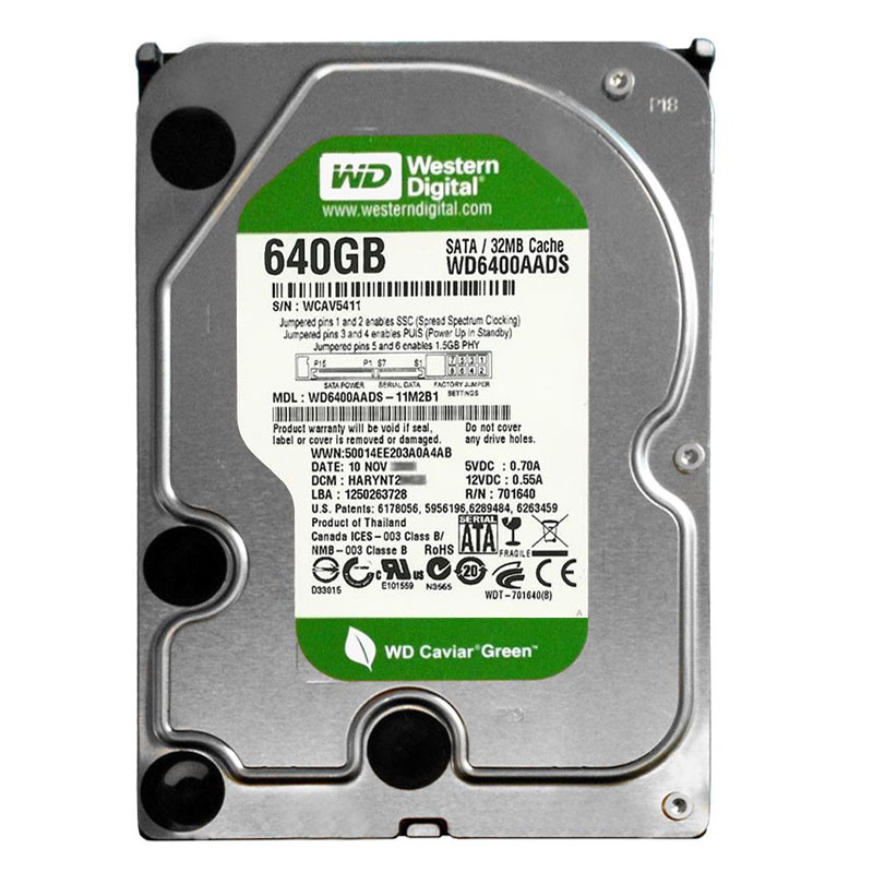 Western Digital - 640GB 7.2K SATA 3.0Gbps 3.5" 32MB Cache Hard Drive - WD6400AADS-11M2B1