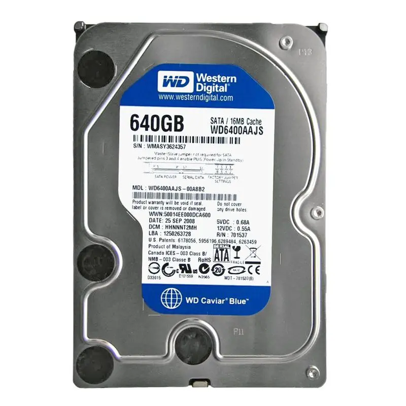 WD6400AAJS.jpg Western Digital - 640GB 7.2K SATA 3.5" Hard Drive - WD6400AAJS - Image 1