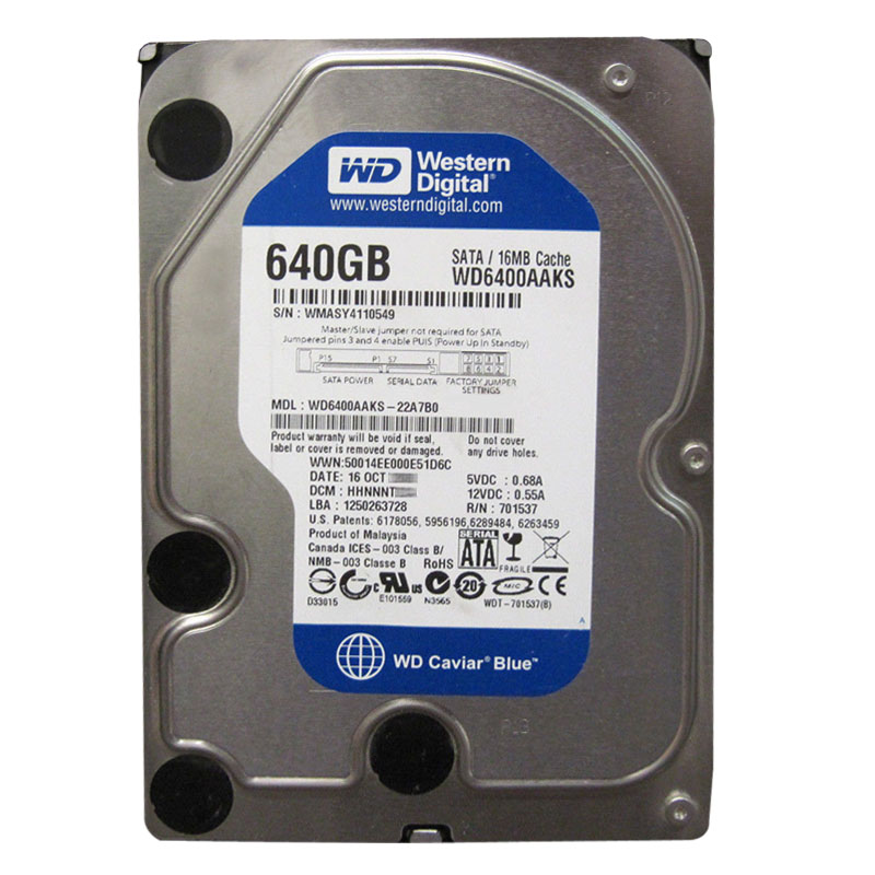 Western Digital - 640GB 7.2K SATA 3.0Gbps 3.5" 16MB Hard Drive - WD6400AAKS-22A7B0