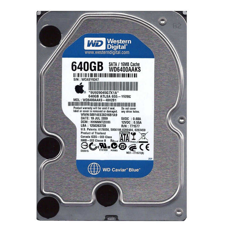 Western Digital - 640GB 7.2K SATA 3.0Gbps 3.5" 16MB Hard Drive - WD6400AAKS-40H2B1