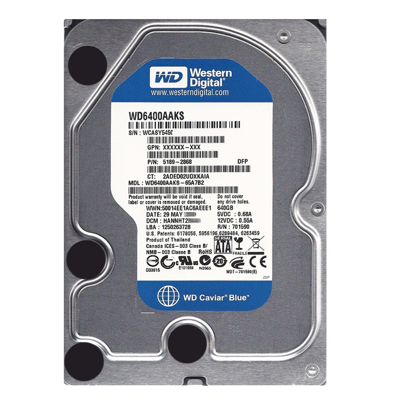 Western Digital - 640GB 7.2K SATA 3.0Gbps 3.5" 16MB Hard Drive - WD6400AAKS-65A7B2
