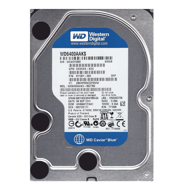 Western Digital - 640GB 7.2K SATA 3.0Gbps 3.5" 16MB Hard Drive - WD6400AAKS-65Z7B0