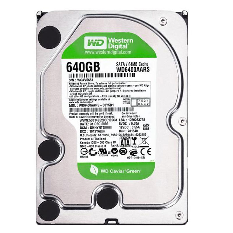 Western Digital - 640GB 7.2K SATA 3.0Gbps 3.5" 64MB Hard Drive - WD6400AARS-00Y5B1