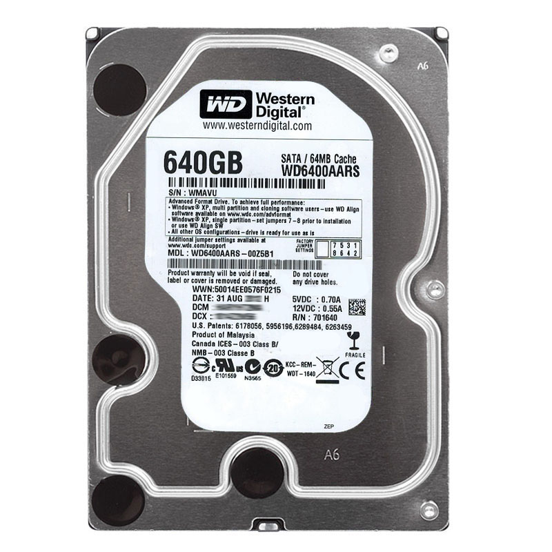 Western Digital - 640GB IntelliPower SATA 3.0Gbps 3.5" 64MB Cache Hard Drive - WD6400AARS-00Z5B1