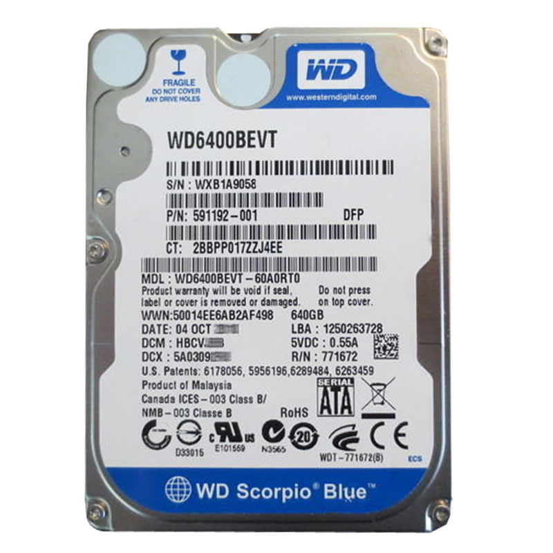 Western Digital - 640GB 5.4K SATA 3.0Gbps 2.5" 8MB Hard Drive - WD6400BEVT-60A0RT0