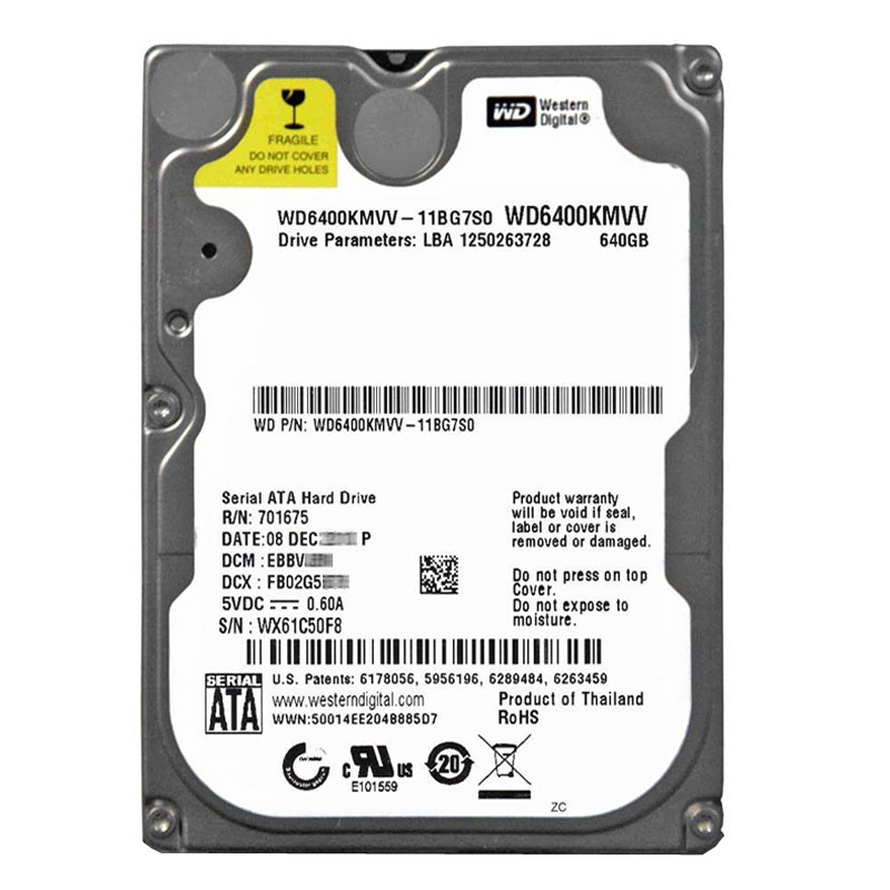 Western Digital - 640GB 5.4K SATA 2.5" Hard Drive - WD6400KMVV-11BG7S0