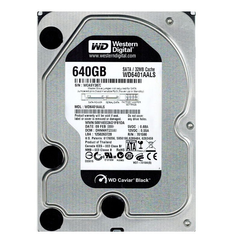 Western Digital - 640GB 7.2K SATA 3.0Gbps 3.5" 32MB Hard Drive - WD6401AALS