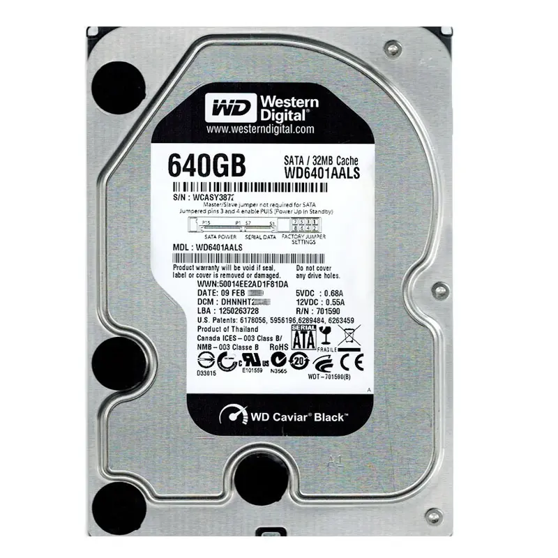 WD6401AALS.jpg Western Digital - 640GB 7.2K SATA 3.0Gbps 3.5" 32MB Hard Drive - WD6401AALS - Image 1