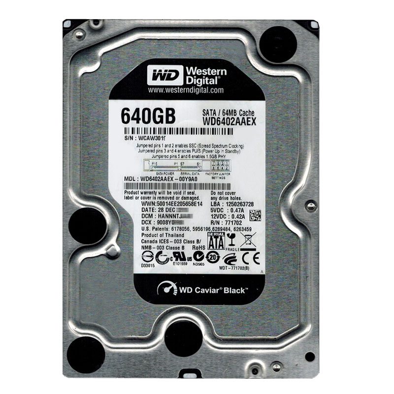 Western Digital - 640GB 7.2K SATA 6.0Gbps 3.5" 64MB Hard Drive - WD6402AAEX-00Y9A0