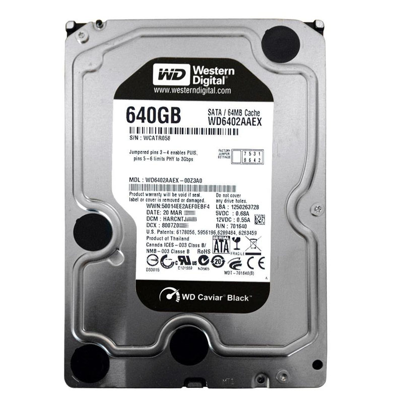 Western Digital - 640GB 7.2K SATA 6.0Gbps 3.5" 64MB Hard Drive - WD6402AAEX-00Z3A0