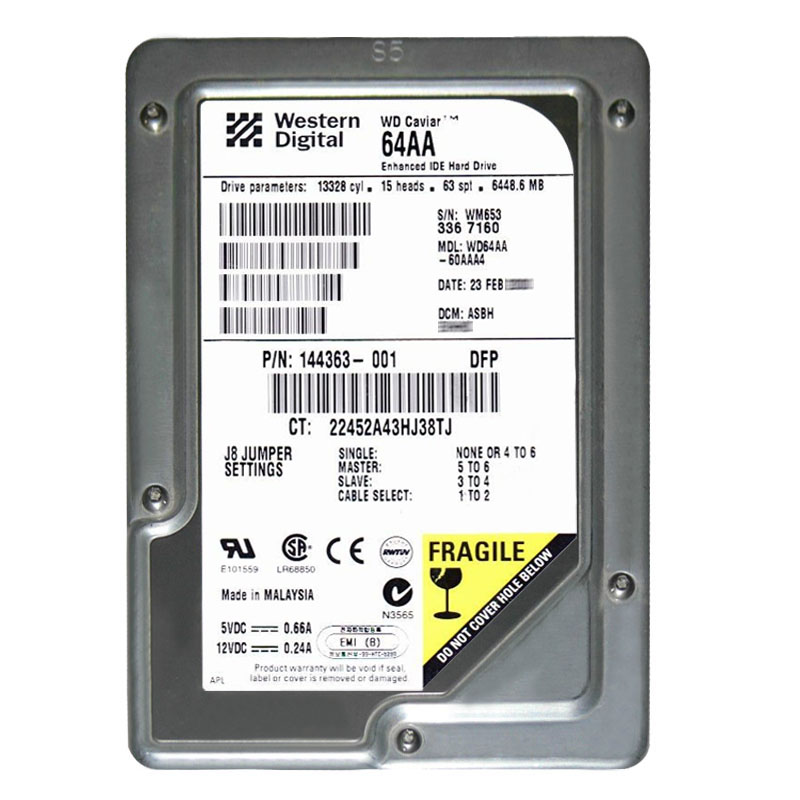 Western Digital - 6.4GB 5.4K IDE 3.5" 2MB Cache Hard Drive - WD64AA-60AAA4