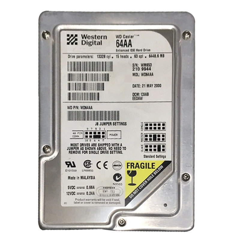 Western Digital - 6.4GB 5.4K EIDE 3.5" 2MB Cache Hard Drive - WD64AA