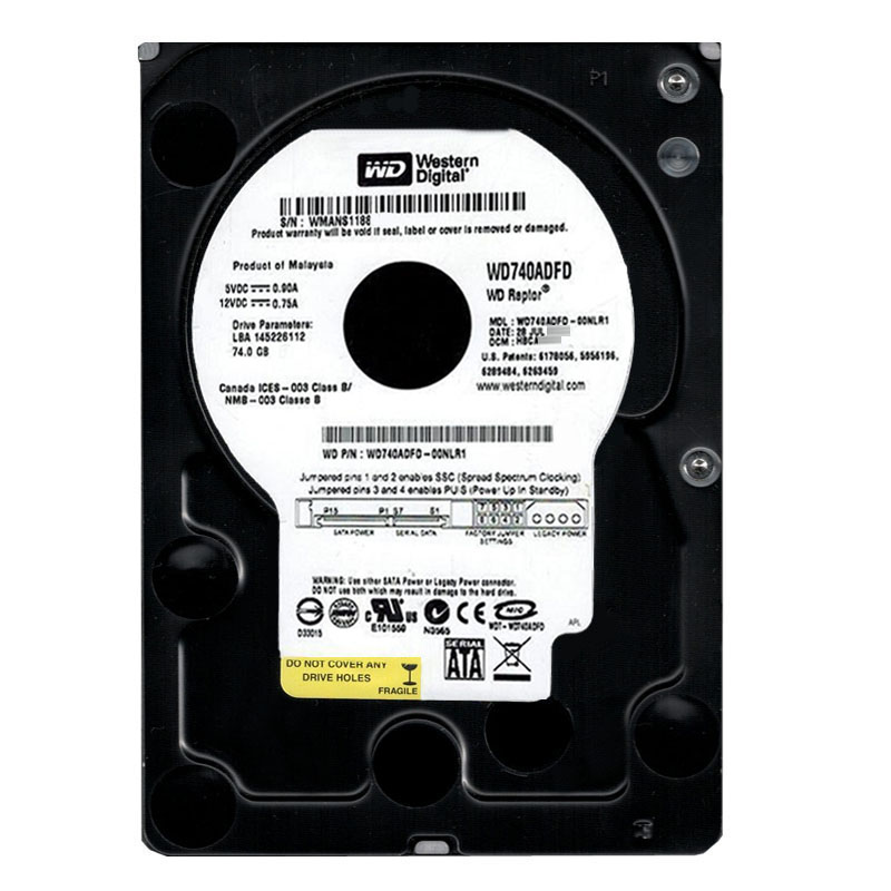 Western Digital - 74GB 10K SATA 1.5Gbps 3.5" 16MB Hard Drive - WD740ADFD-00NLR1