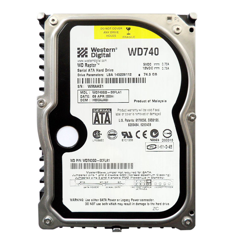 Western Digital - 74.3GB 10K SATA 1.5Gbps 3.5" 8MB Cache Hard Drive - WD740GD-00FLA1
