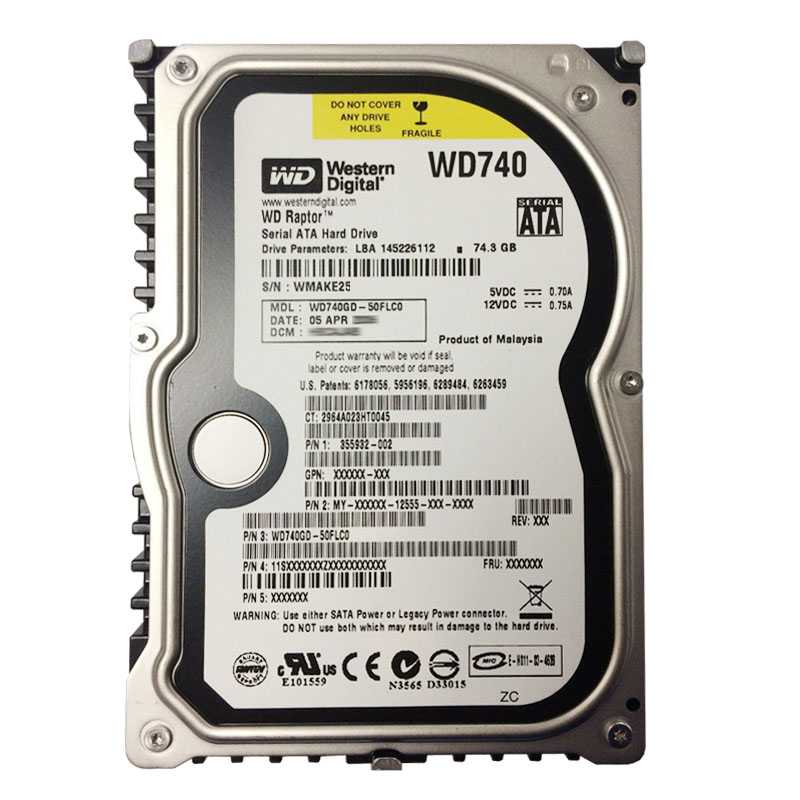 Western Digital - 74.3GB 10K SATA 1.5Gbps 3.5" 8MB Cache Hard Drive - WD740GD-50FLC0
