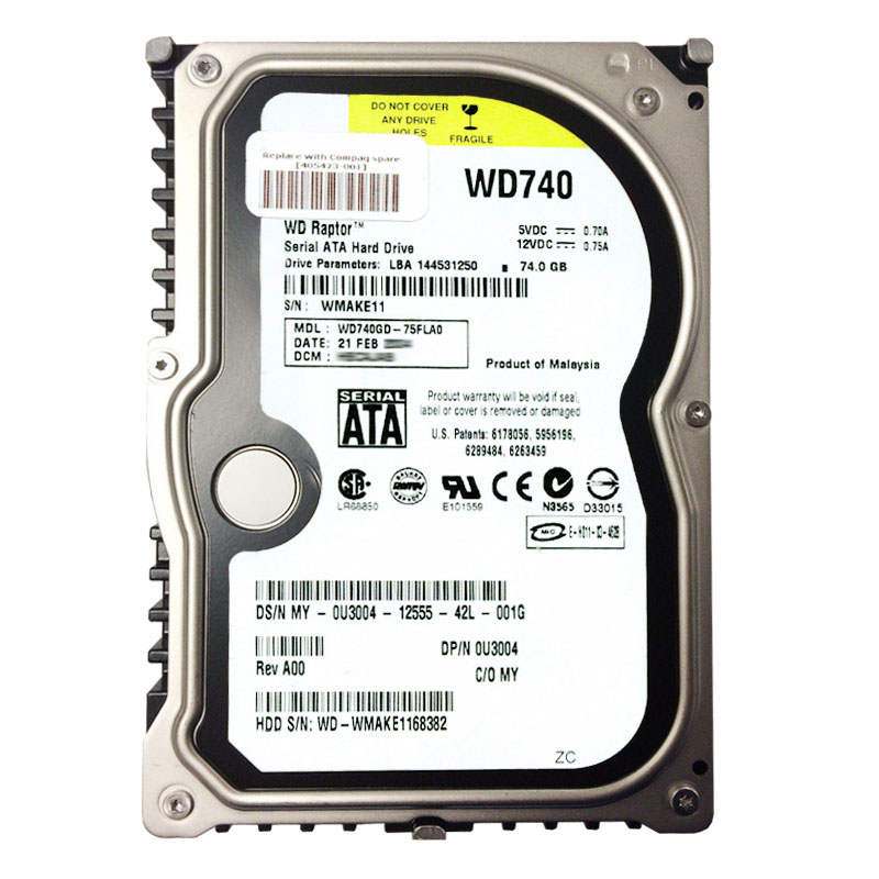 Western Digital - 74GB 10K SATA 1.5Gbps 3.5" 8MB Cache Hard Drive - WD740GD-75FLA0