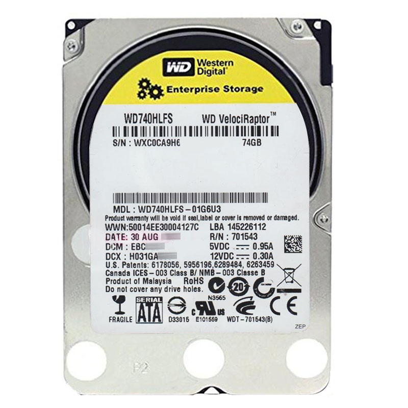 Western Digital - 74GB 10K SATA 3.0Gbps 3.5" 16MB Hard Drive - WD740HLFS-01G6U3