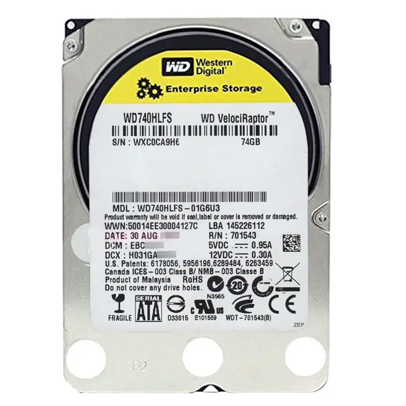WD740HLFS-01G6U3.jpg Western Digital - 74GB 10K SATA 3.0Gbps 3.5" 16MB Hard Drive - WD740HLFS-01G6U3 - Image 1