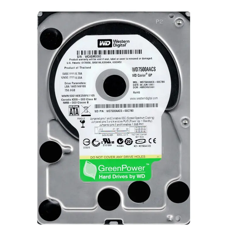 WD7500AACS-00C7B0.jpg Western Digital - 750GB IntelliPower SATA 3.0Gbps 3.5" 16MB Hard Drive - WD7500AACS-00C7B0 - Image 1