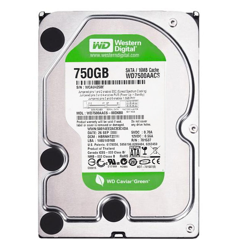Western Digital - 750GB IntelliPower SATA 3.0Gbps 3.5" 16MB Hard Drive - WD7500AACS-00D6B0