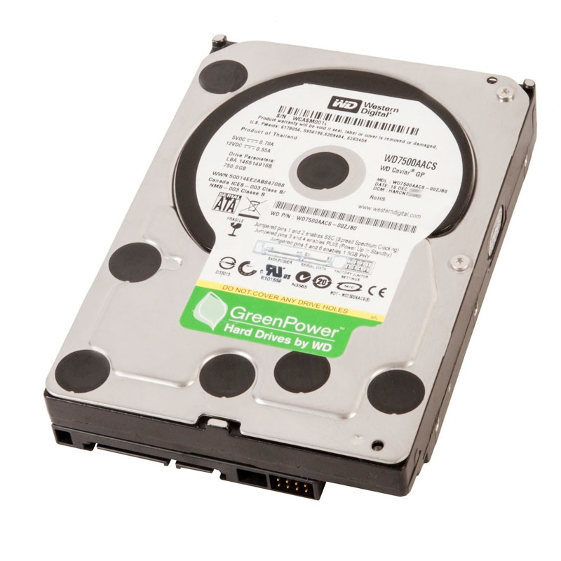 Western Digital - 750GB IntelliPower SATA 3.0Gbps 3.5" 16MB Hard Drive - WD7500AACS-00ZJB0
