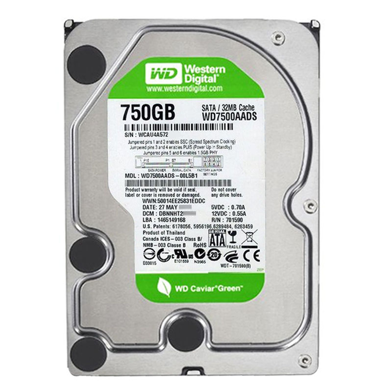 Western Digital - 750GB IntelliPower SATA 3.0Gbps 3.5" 32MB Hard Drive - WD7500AADS-00L5B1