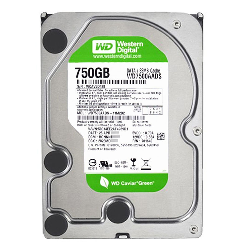 Western Digital - 750GB IntelliPower SATA 3.0Gbps 3.5" 32MB Hard Drive - WD7500AADS-11M2B2