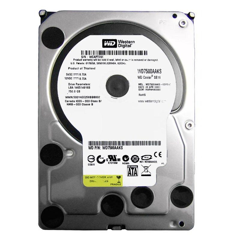 Western Digital - 750GB 7.2K SATA 3.0Gbps 3.5" 16MB Hard Drive - WD7500AAKS