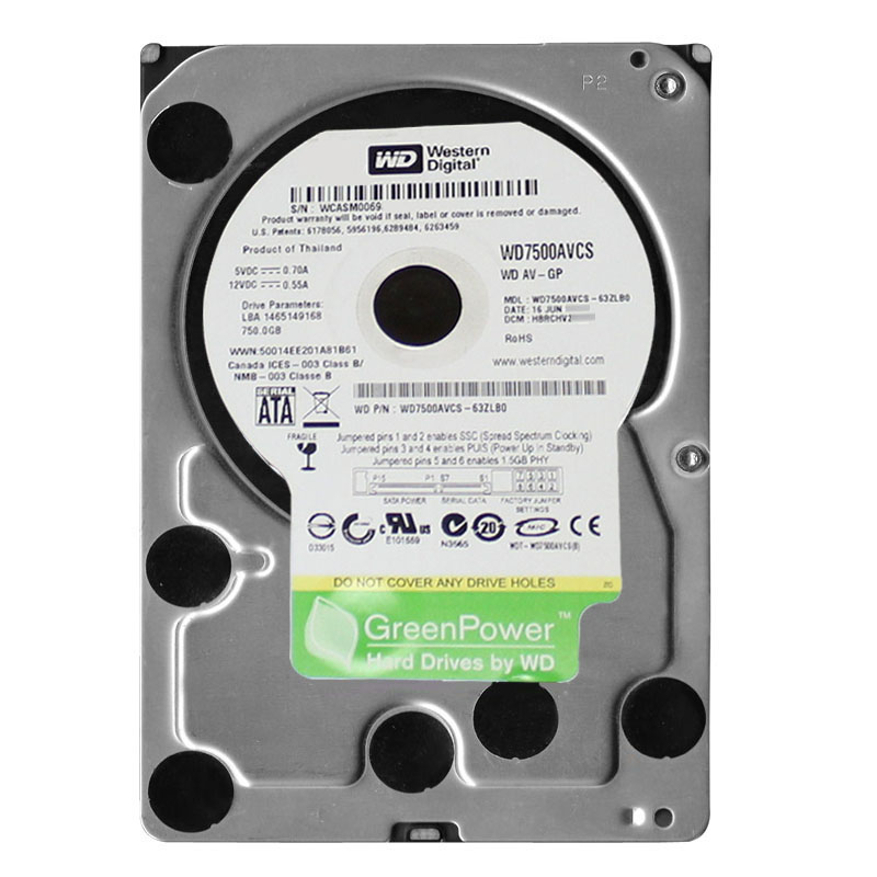 Western Digital - 750GB IntelliPower SATA 3.0Gbps 3.5" 16MB Hard Drive - WD7500AVCS-63ZLB0