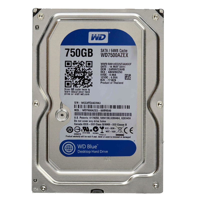 Western Digital - 750GB 7.2K SATA 3.5" 64MB Cache Hard Drive - WD7500AZEX-00BN5A0