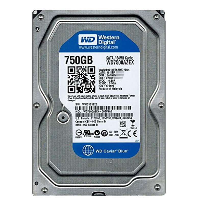 Western Digital - 750GB 7.2K SATA 6.0Gbps 3.5" 64MB Hard Drive - WD7500AZEX-00ZF5A0