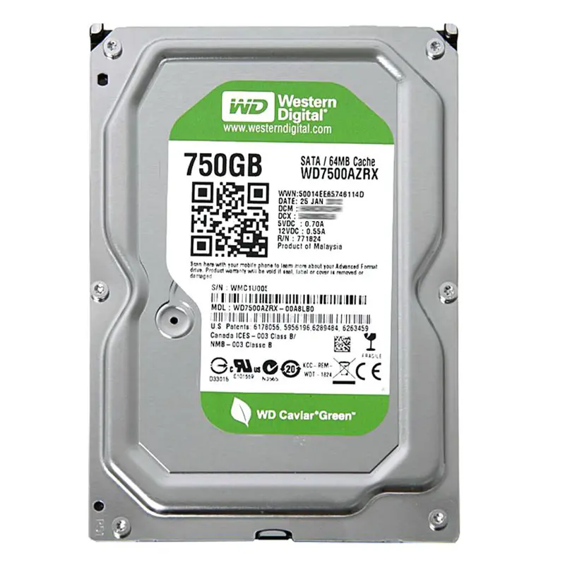 WD7500AZRX-00A8LB0.jpg Western Digital - 750GB IntelliPower SATA 6.0Gbps 3.5" 64MB Cache Hard Drive - WD7500AZRX-00A8LB0 - Image 1
