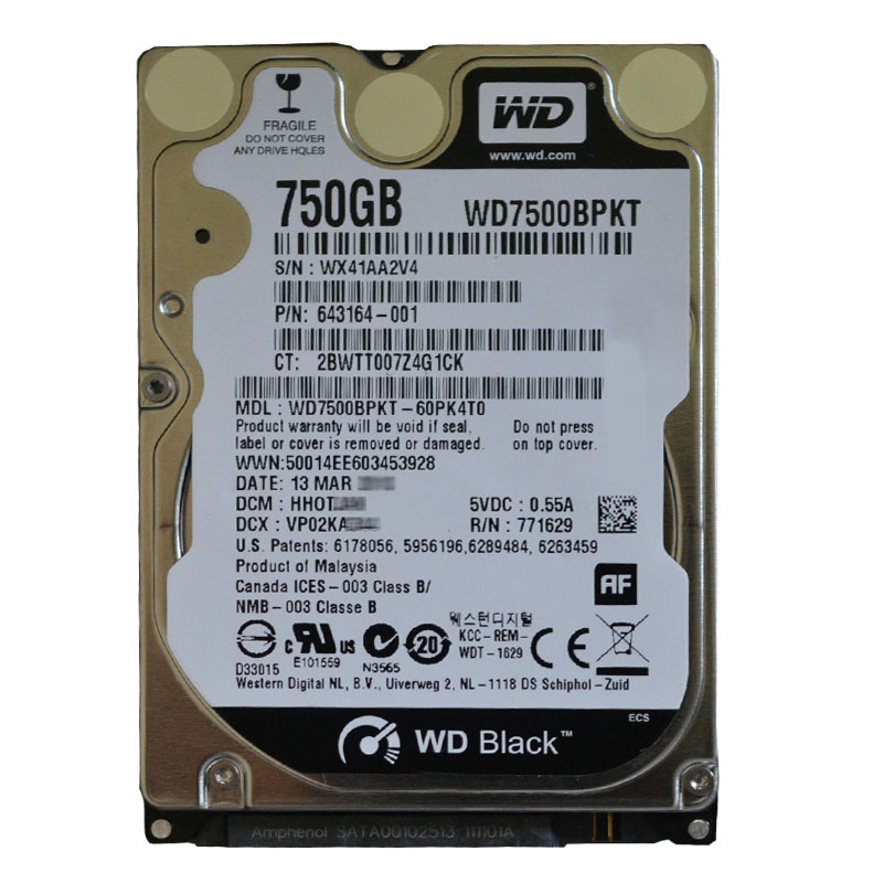 Western Digital - 750GB 7.2K SATA 3.0Gbps 2.5" 16MB Hard Drive - WD7500BPKT-60PK4T0