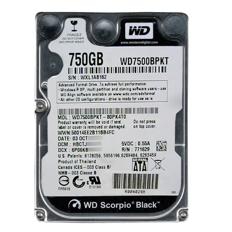 WD7500BPKT-80PK4T0.jpg Western Digital - 750GB 7.2K SATA 3.0Gbps 2.5" 16MB Hard Drive - WD7500BPKT-80PK4T0 - Image 1