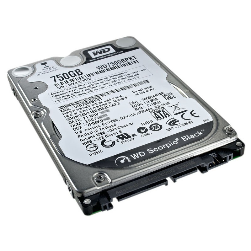 Western Digital - 750GB 7.2K SATA 3.0Gbps 2.5" 16MB Hard Drive - WD7500BPKT