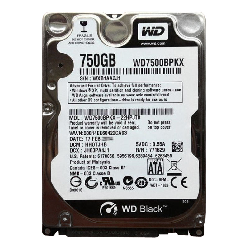 Western Digital - 750GB 7.2K SATA 2.5" 16MB Cache Hard Drive - WD7500BPKX-22HPJT0