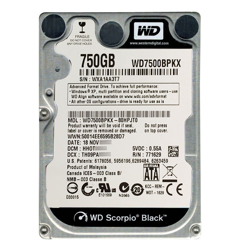 WD7500BPKX-80HPJT0.jpg Western Digital - 750GB 7.2K SATA 6.0Gbps 2.5" 16MB Hard Drive - WD7500BPKX-80HPJT0 - Image 1
