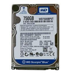 Western Digital - 750GB 5.4K SATA 3.0Gbps 2.5" 8MB Hard Drive - WD7500BPVT-55HXZT3