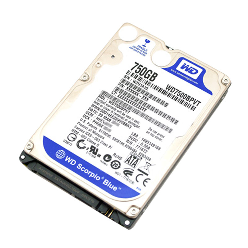 Western Digital - 750GB 5.4K SATA 3.0Gbps 2.5" 8MB Hard Drive - WD7500BPVT