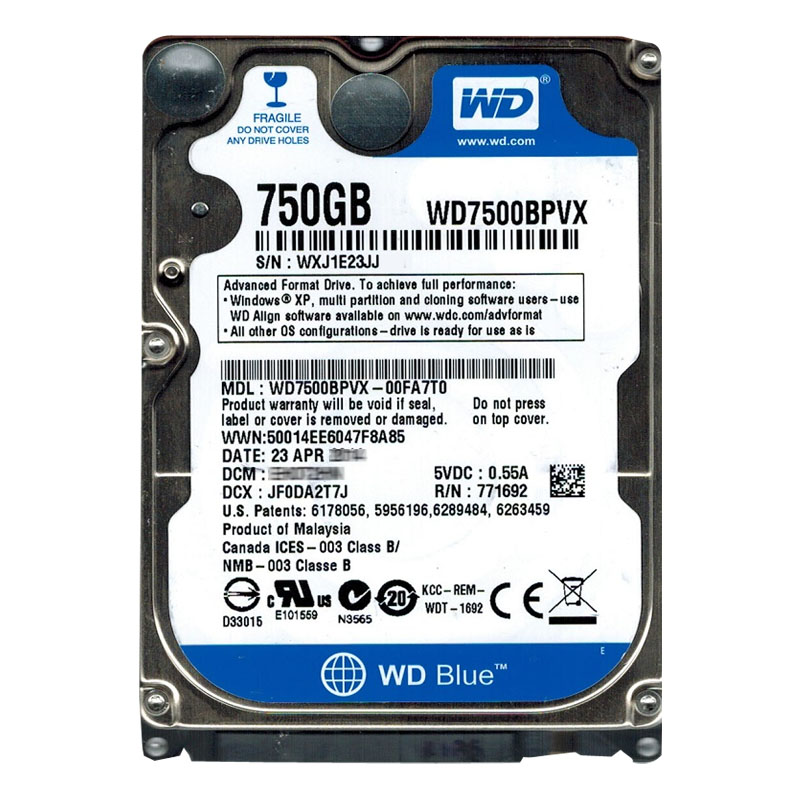 Western Digital - 750GB 5.4K SATA 6.0Gbps 2.5" 8MB Cache Hard Drive - WD7500BPVX-00FA7T0