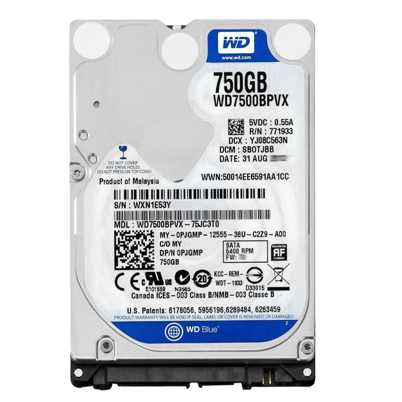 Western Digital - 750GB 5.4K SATA 6.0Gbps 2.5" 8MB Cache Hard Drive - WD7500BPVX-75JC3T0